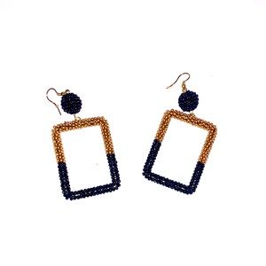 Black & Gold Rectangle Earrings